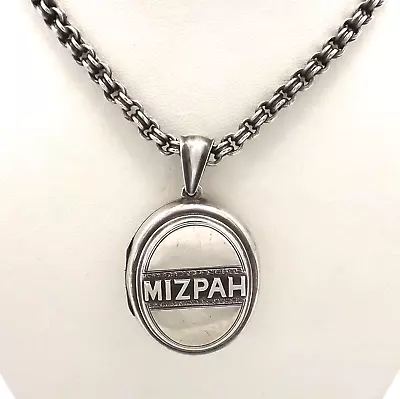 Victorian Sterling Silver Mizpah Hebrew Locket Keepsake Charm Pendant Necklace • $474.05