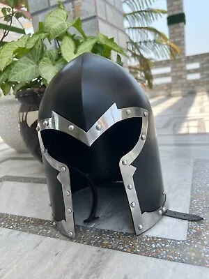 Medieval Armor Crusader Black Helmet Barbuta Roman Knight X-Men Magneto Wearable • £155