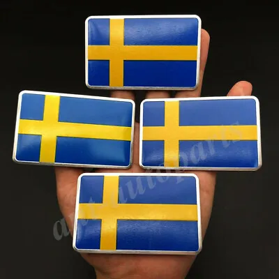 4x Aluminum Sweden Flag Car Emblem Badge Gift Saab Motorcycle   Sticker Fairing • $11.90