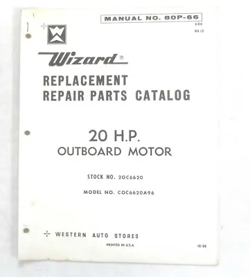 1968 Wizard  20 H.p. Outboard Boat Motor Parts Catalog Book Original   • $19.95