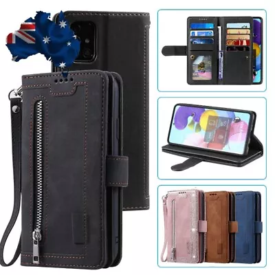 For Samsung Galaxy A3 A5 A6 A8 J4 J5 J6 J7 Zipper Case Leather Wallet Flip Cover • $17.89