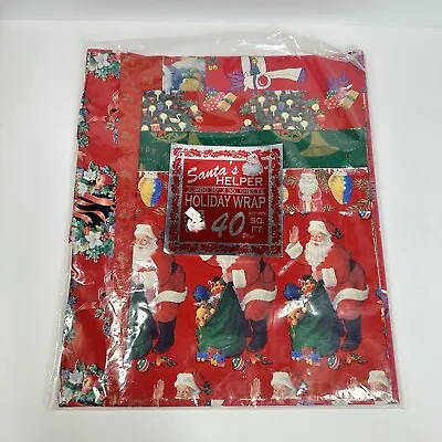 VTG Pkg Christmas Wrapping Paper Sheets 30” X  30” 40 Sq Ft Holiday Asstd • $9.90