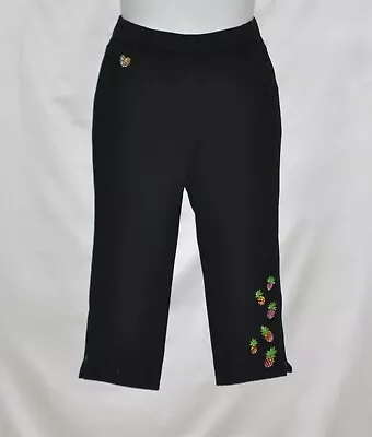 Quacker Factory DreamJeannes Crop Pants With Motif Details Size S Black • $15.39