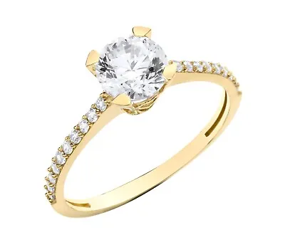 9ct Yellow Gold 1.00ct Solitaire Engagement Ring Size J To U - Simulated Diamond • £75.95