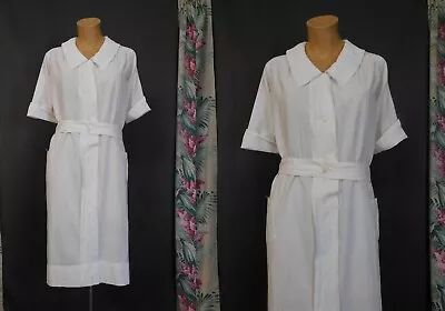 Vintage 1920s Nurse Dress Uniform White Cotton 34 Inch Bust With Issues • $18