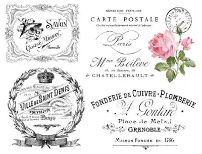 Vintage French Advertising Labels Furniture Transfers Waterslide Decals MIS586 • $12.99