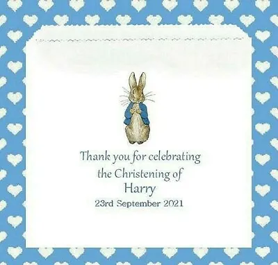 £0.99 • Buy Personalised Peter Rabbit Christening Baptism Communion Baby Shower  Sweet Bags