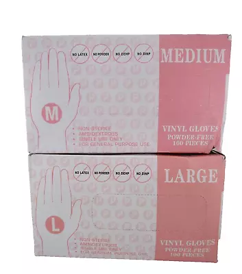 Vinyl Gloves MEDIUM & LARGE Powder-Free 100ct Each 2 PACK Variety • $13.58