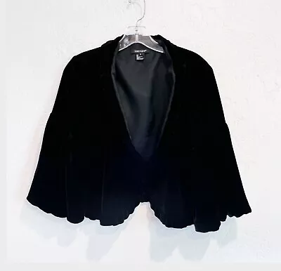 Karen Kane Velvet Jacket By Ruffles Around Hook & Eye Closure Fancy Sleeves S • $22.99