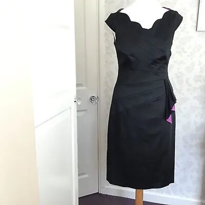 Jax Black Purple Special Occasion Bnwot Partyfitted Satin Dress Size 8-10 (US4) • £9.99