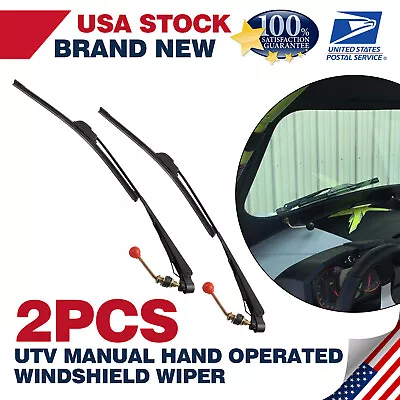 2 X UTV Manual Hand Operated Windshield Wiper Motor Kit For Polaris RZR Kawasaki • $18.88