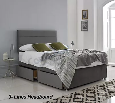 MEMORY FOAM DIVAN BED MATTRESS AND 3-Line Headboard 3FT/4FT/4FT6/5FT- UK MADE • £126.65