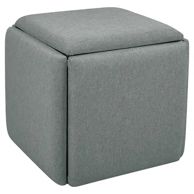 5 In 1 Stacking Padded Stool Backless Dining Chair Coffee Table Sofa Stool • £95.95