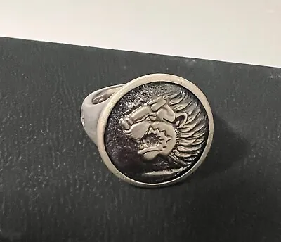 David Yurman .925 Sterling Silver Lion Tag Coin Signet Men's Ring Size 13US • $224.99