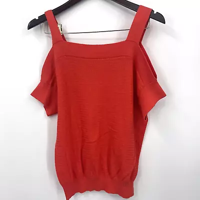 Moth Anthropologie Sweater Top Womens Small Off The Shoulder Pullover Knit Red • $19.95