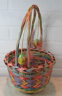 Vintage 80's Easter Basket W/ Egg Accents Pastel Colors 14  • $16