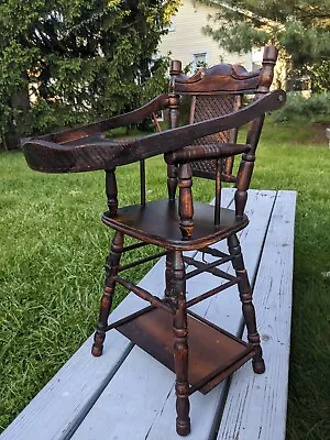 Unique Vintage Wooden  Doll Highchair  20in Tall 10in Wide. Converts To A Desk. • $34.94