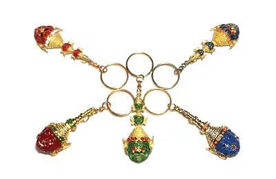 Thai Mask Khon Ramayana Key Ring Key Chain/1 Set Contains 5 Pieces. Very Rare! • $25.11