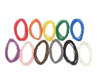 1/0.6mm Single Core Equipment /Hook Up Wire 5m Rolls-22AWG -11 Colours • £2.89