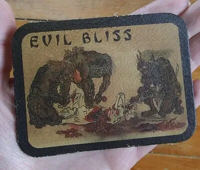 EVIL BLISS Leather Biker Vest Motorcycle Jacket Leather Patch - Made In USA • $11.17