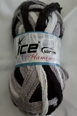 ICE Yarns FLAMENCO 100g Skein Ruffle Yarn * Made In Turkey * Black Grey White • $6.50