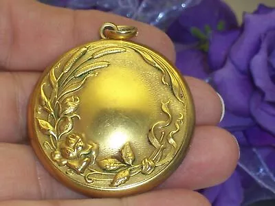 Vintage Large 1 11/16  Diameter Gold Filled Floral Repouse Photo Picture Locket • $159.99