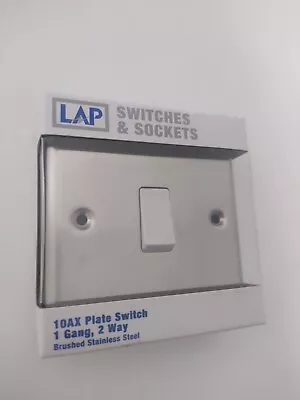 Lap 10ax 1-gang 2-way Light Switch Brushed Stainless Steel. New. Boxed • £8.49