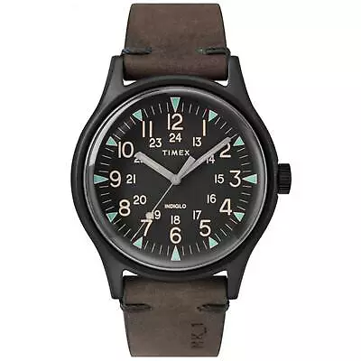 Timex Men's Watch MK1 Quartz Black Stainless Steel Case Brown Strap TW2R96900 • $81.33