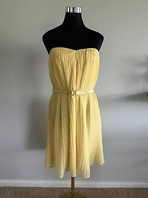 MISS SHOP La De Da Yellow Soft Pleated Belted Dress 10 • $15