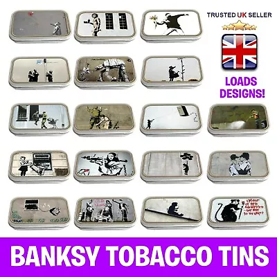 £5.99 • Buy BANKSY Graffiti UK Art Tobacco Tin Silver Gold Storage Cigarette Baccy Metal Box