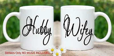 £2.20 • Buy Hubby Wifey Cup Mug Wine Glass Vinyl Sticker Decal Wedding Gift
