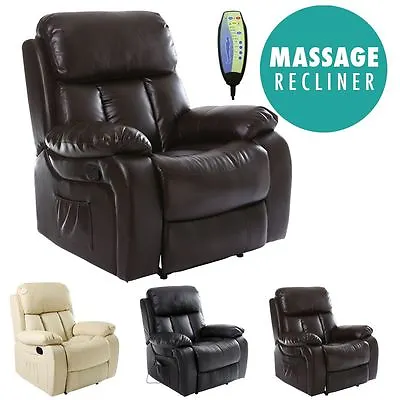 £329.99 • Buy Chester Heated Leather Massage Recliner Chair Sofa Lounge Gaming Home Armchair