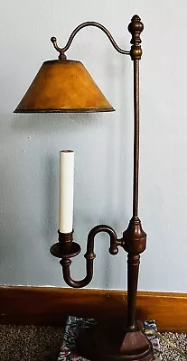 Maitland-Smith Hand Made Brass Table Lamp 26”T Leather Shade Industrial Style • $499