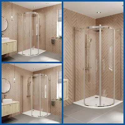 Offset Quadrant Shower Enclosure Frameless Walk In Corner Cubicle Tray & Waste • £269.96