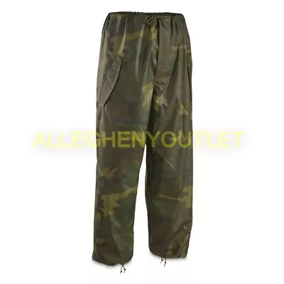 US MILITARY Wet Weather Vinyl RAIN PANTS Trousers Woodland Camo Small NIB • $6.95