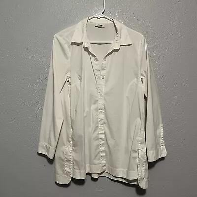 J Jill Shirt Womens Medium White Button Up 3/4 Sleeve White Shirt Collection • $18.50