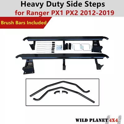 Side Steps For Ford Ranger PX123 Rock Slider+Brush Bars 2012-2022 Heavy Duty • $549