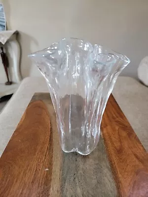 Vintage Muurla Of Finland Art Glass Handkerchief Ruffled Vase • $49.50