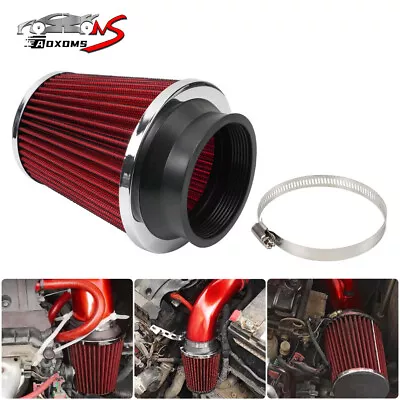 3  76mm High Flow Inlet Cold Air Intake Cone Replacement Dry Air Filter Red • $14.99