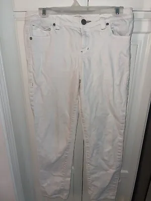 CAbi Style #336 Bree Skinny Straight Jeans Size 8 Ivory White Stretch Women's • $22.99