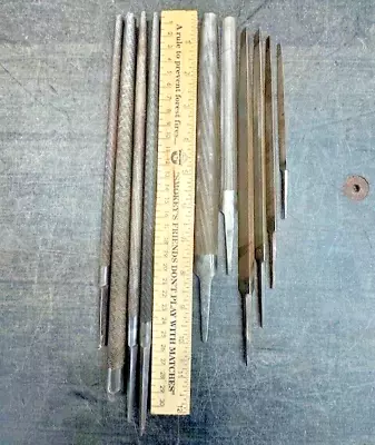 Lot Of 10 Vintage Metal Machinist Files Round Half Round & Triangle Files • $1.99