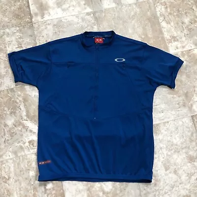 Vintage Oakley Cycling Jersey Men's Size Large Software 1/4 Zip Pocket Blue • $28