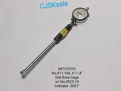 MITUTOYO 511-106  .6 -1.4   Dial Bore Gage W/ No.2923-10 Indicator .0001 (USED). • $110