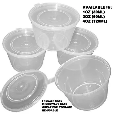 HINGED LID Container Clear Plastic Re-Usable SAUCE Cups | Deli/Takeaway/Tub/Pot • £6.95