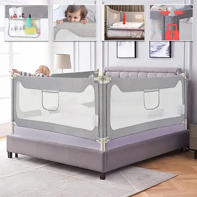 98cm Height Adjustable Folding Bed Rail Kids Safe Toddler Fence Fall Prevention • £14.49