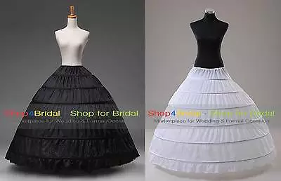 White/Black 6 Hoop Wedding Dress Bridal Ball Gown Crinoline Petticoat Skirt Slip • $26.99