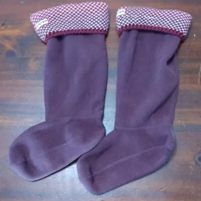 EUC Hunter Boots Women's Tall Fleece Logo Cable Knit Liner Sock Size M(5-7) • $14.48