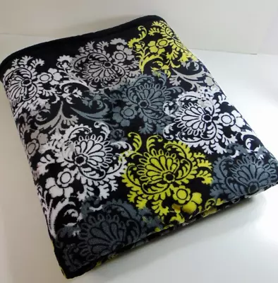 Vera Bradley Baroque Soft Fleece Throw Blanket 80 X 50 Black Gray Lime Retired • $49.99