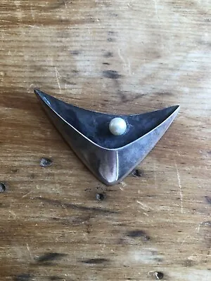 Ed. Wiener Sterling Pearl Pin MCM Modernist • $325