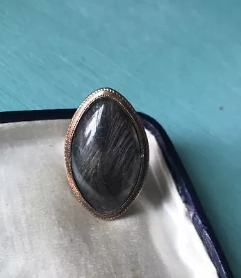 GEORGIAN 15k Rose GOLD Navette HAIR MOURNING RING C1787 • $999